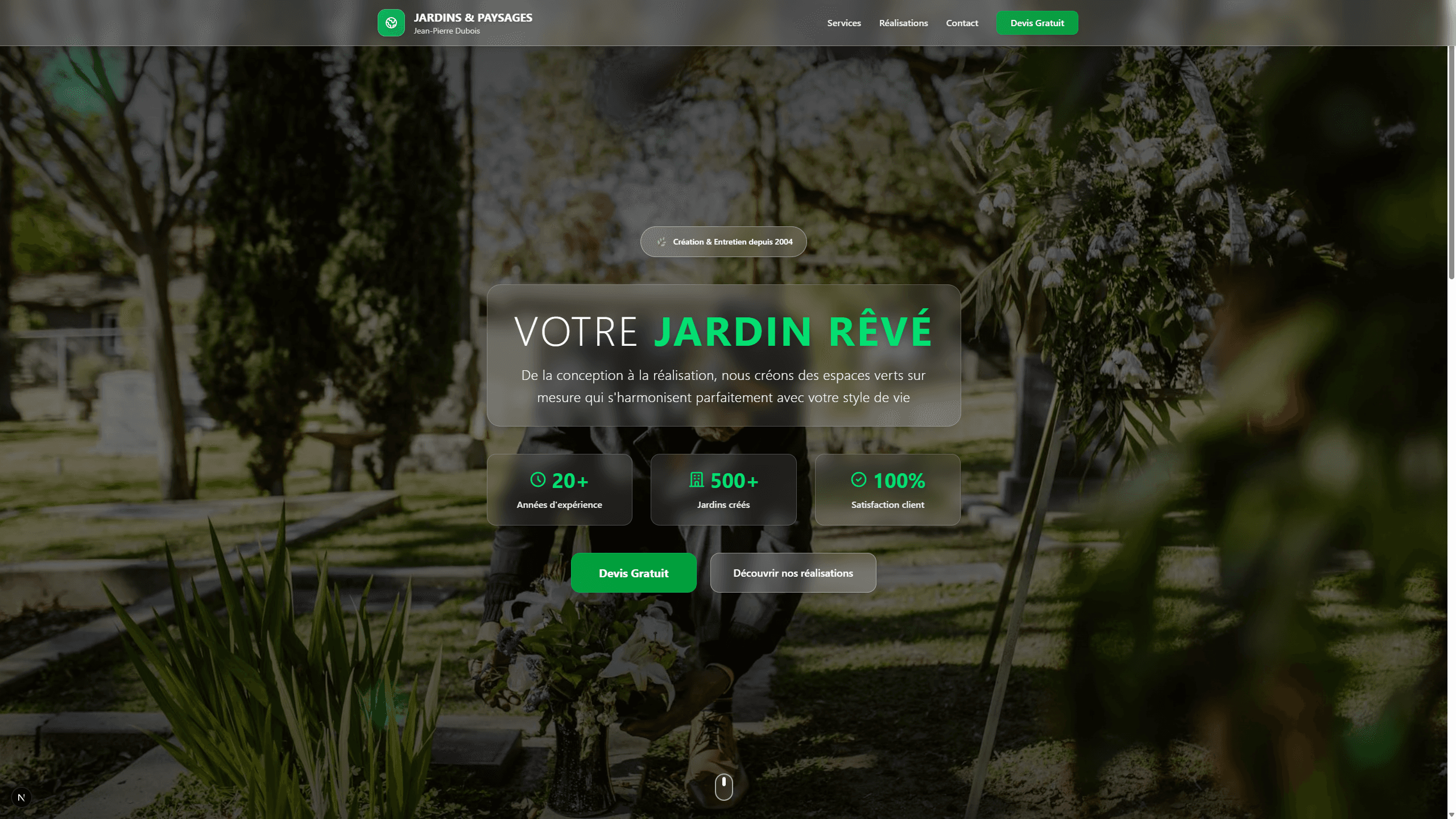 Refonte site paysagiste - Après