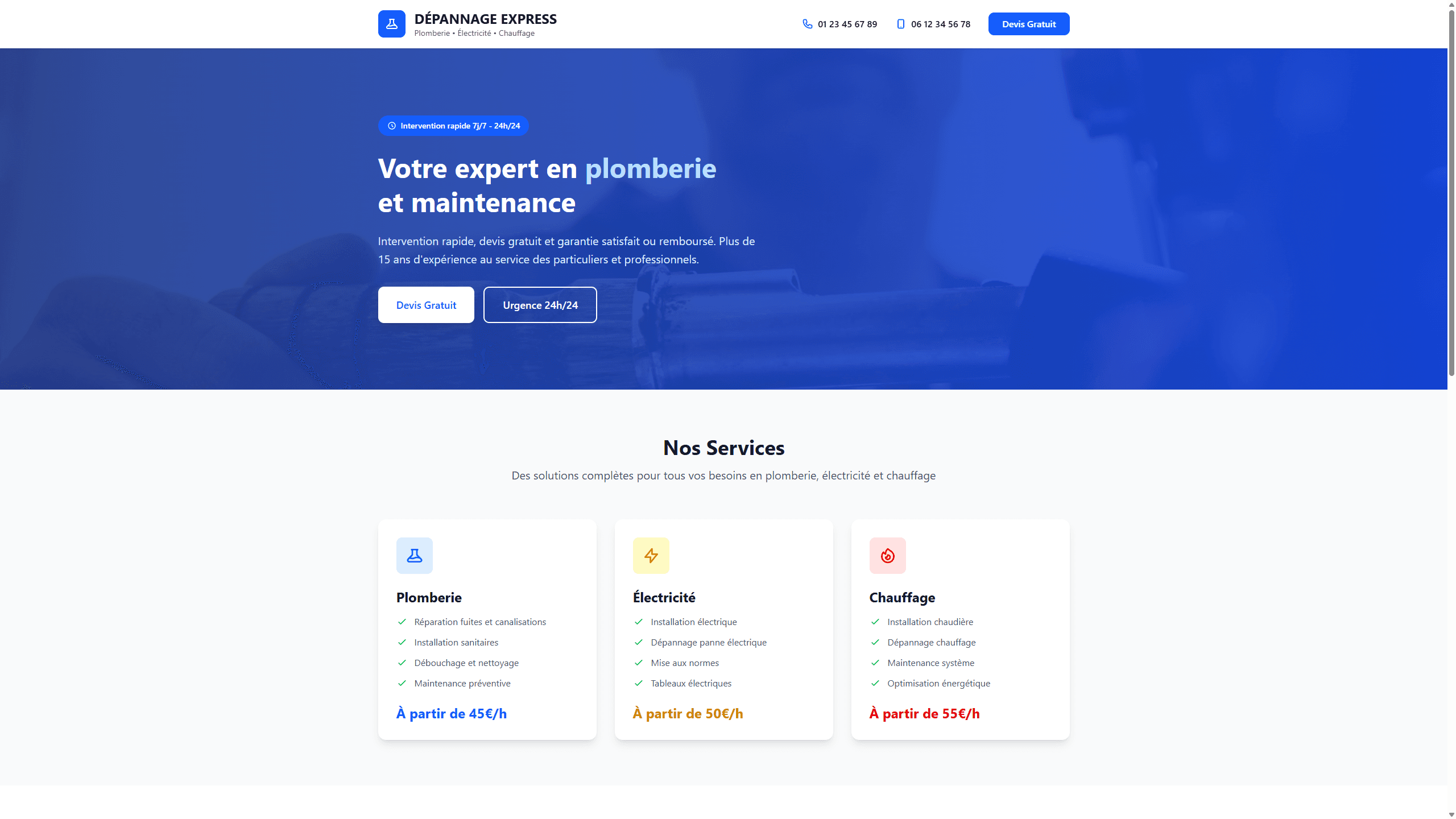 Refonte site plombier - Après