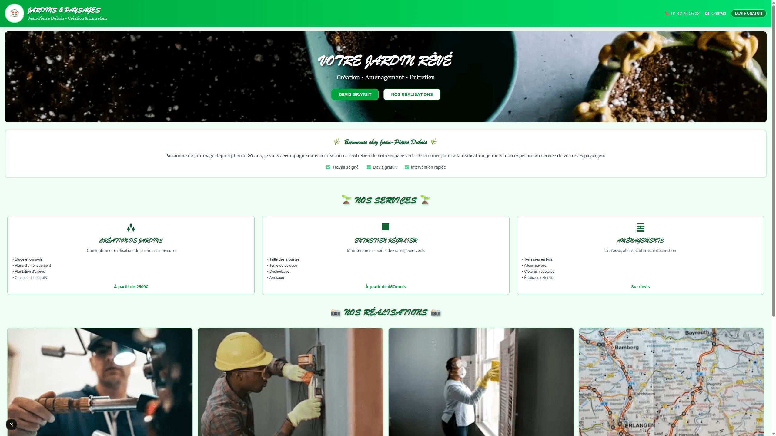 Refonte site paysagiste - Avant