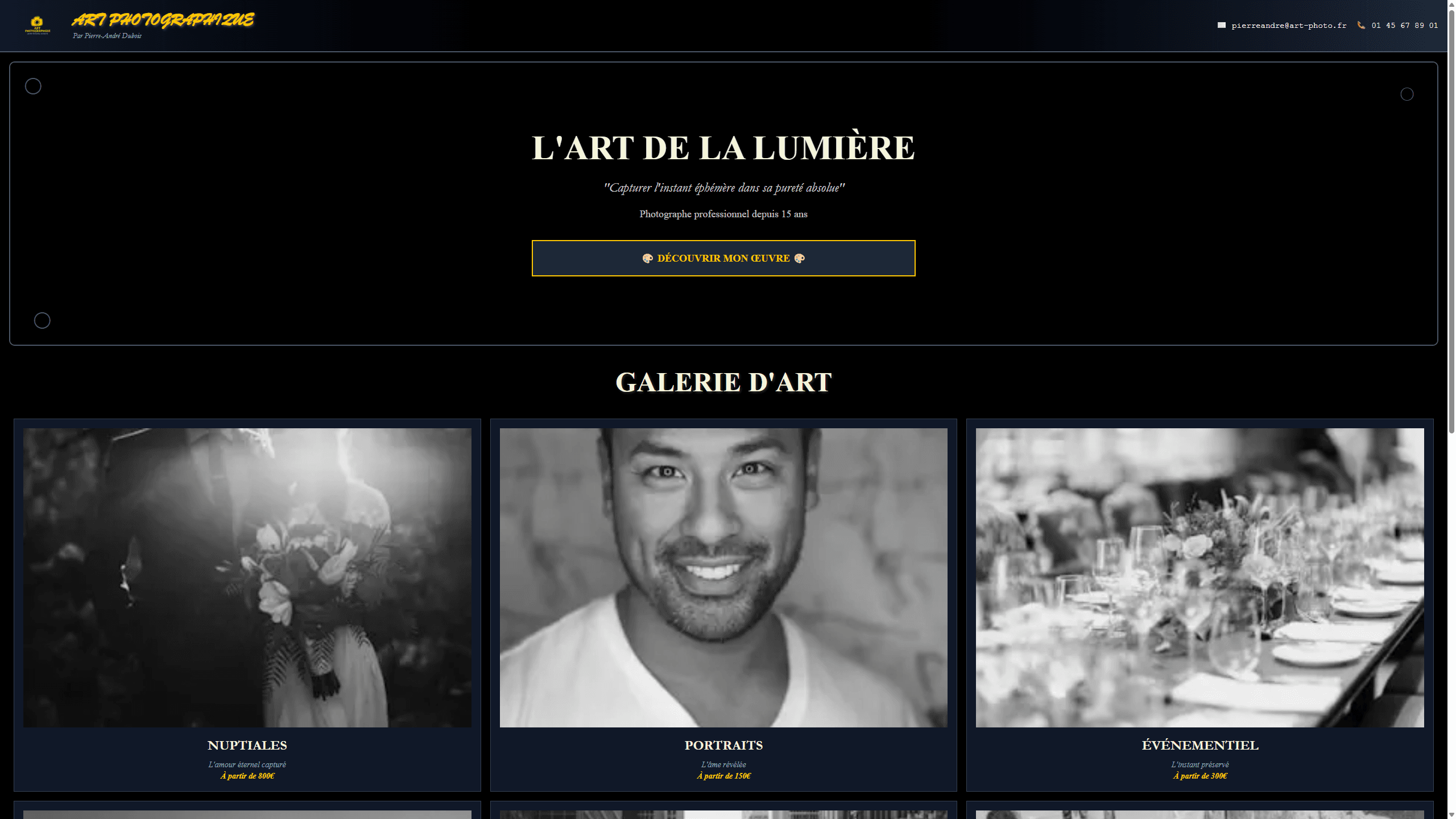 Refonte site photographe - Avant