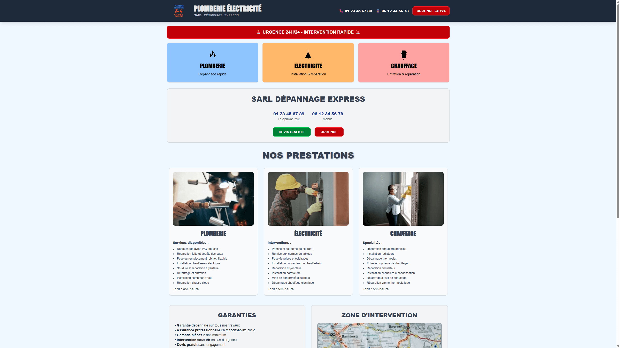 Refonte site plombier - Avant